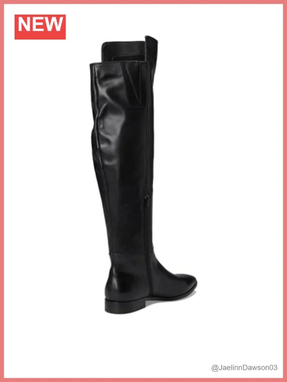 Pointed Toe Leather Over the Knee Boot with Elastic Gusset & Zip